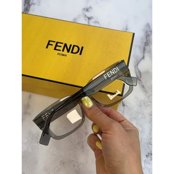 NEW Fendi FE50094F Grey Transparent Square Eyeglasses Frames - Picture 5 of 11